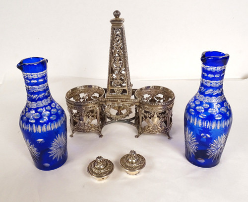 Set Olio e Aceto e 2 Saliere in Argento 925, Minerva Putti XIX