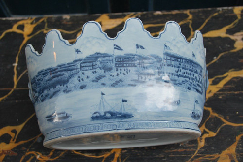 Oval Canopy In Chinese White Blue Porcelain