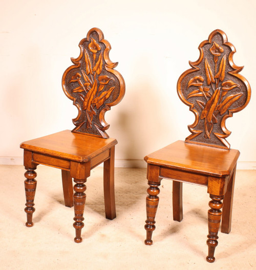pair of chairs called "Hall chair" art deco early 20th century