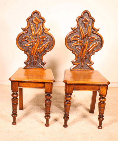 pair of chairs called "Hall chair" art deco early 20th century