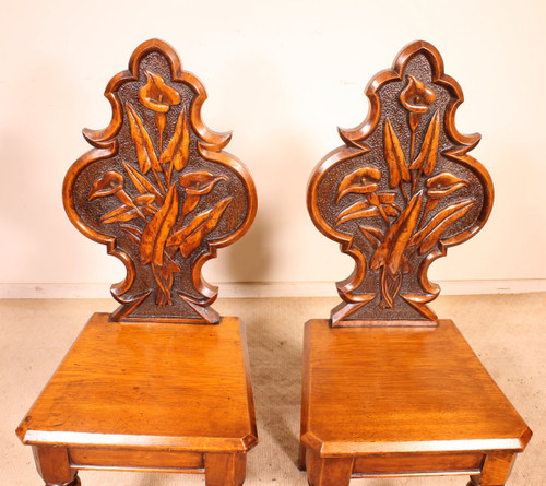 pair of chairs called "Hall chair" art deco early 20th century