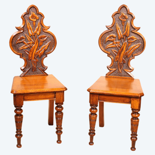 pair of chairs called "Hall chair" art deco early 20th century