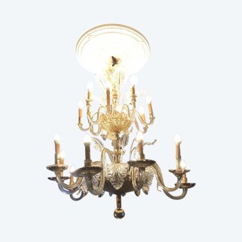 Murano Glass And Baccarat Chandelier