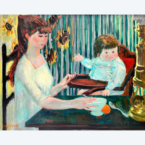 Jean Joyet (1919-1994), Mutter-Kind-Gemälde 1956.