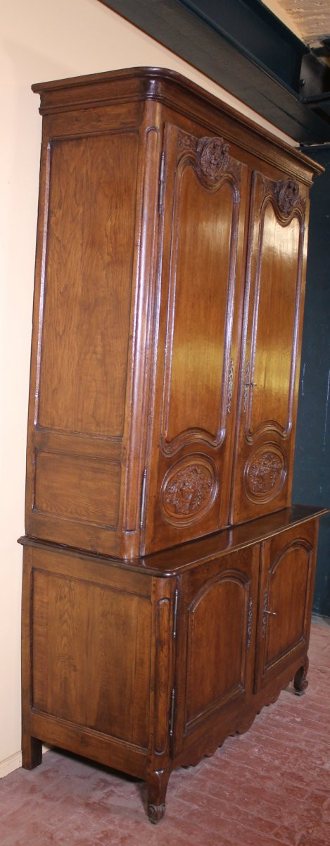 Buffet Zweikorps Louis XV. In Eiche, 18. Jahrhundert, Frankreich