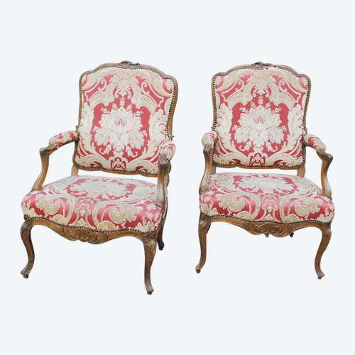 Paire De Larges Fauteuils à La Reine époque Régence XVIIIe siècle