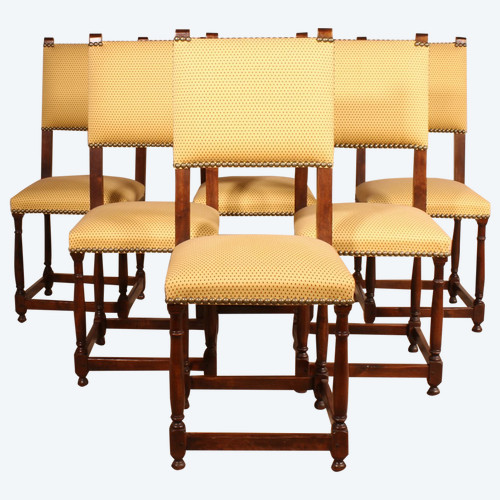 Series Of 6 Louis XIII Style Chairs In Walnut