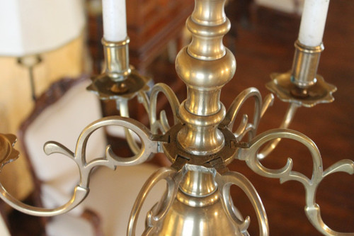 French Chandelier From The 18th Century In Bronze 6 Branches