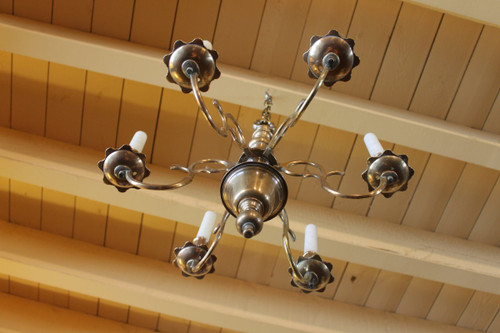 French Chandelier From The 18th Century In Bronze 6 Branches
