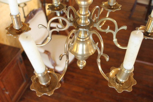 French Chandelier From The 18th Century In Bronze 6 Branches
