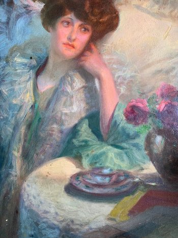 ROSSET-GRANGER (1853-1934) - Femme à la lecture - Huile