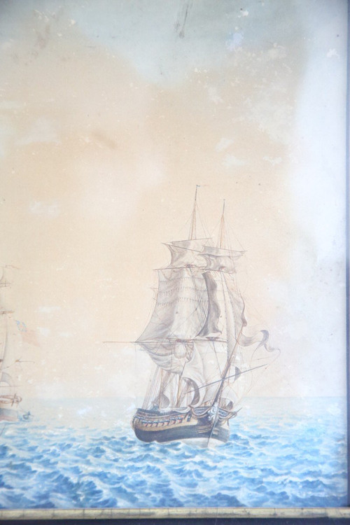 coppia di acquerelli, marine dei primi del XIX secolo