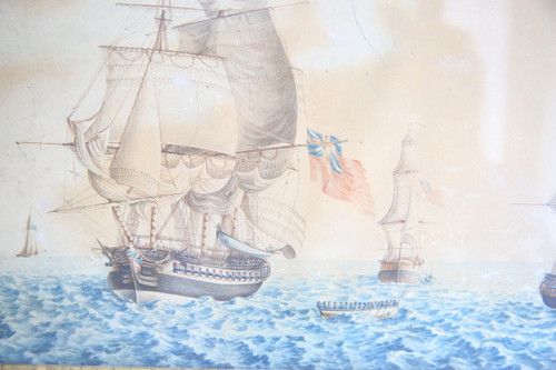 coppia di acquerelli, marine dei primi del XIX secolo