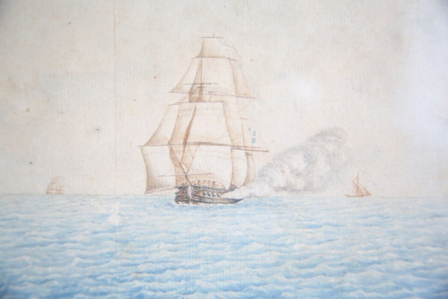 coppia di acquerelli, marine dei primi del XIX secolo
