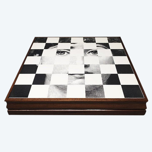 1970 Magnifique échiquier -  Ensemble de jeu -  de Piero Fornasetti. Fabriqué en Italie