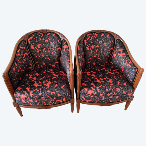 Pair of Art Deco armchairs in the style of Paul Follot