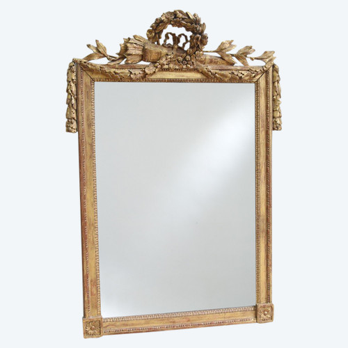 Miroir En Bois Doré d'époque Louis XVI