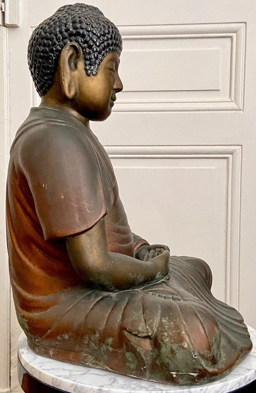 China, 1930s/1950s, Large Patinated Plaster Statue Of Buddha.