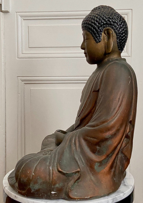 China, 1930s/1950s, Large Patinated Plaster Statue Of Buddha.