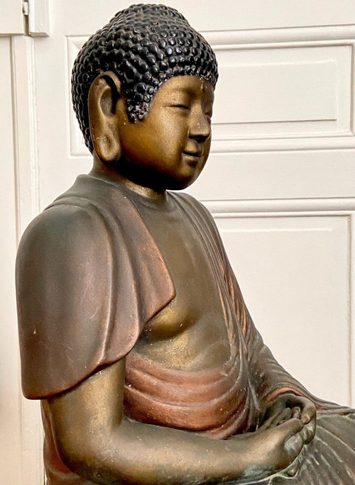 China, 1930s/1950s, Large Patinated Plaster Statue Of Buddha.
