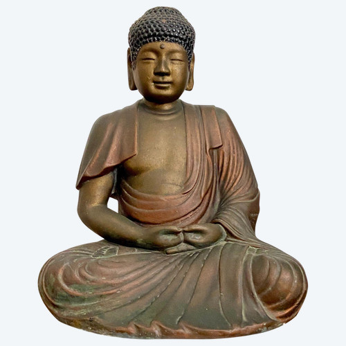 China, 1930s/1950s, Large Patinated Plaster Statue Of Buddha.