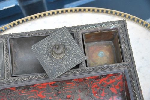 Calamaio in stile Luigi XIV, intarsio Boulle, periodo Napoleone III