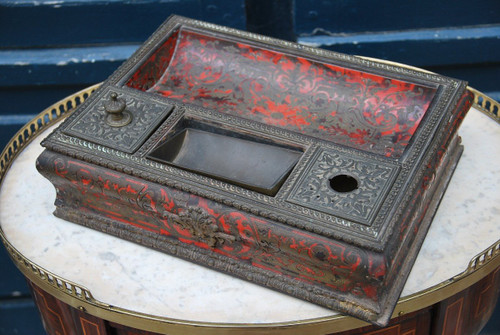 Calamaio in stile Luigi XIV, intarsio Boulle, periodo Napoleone III