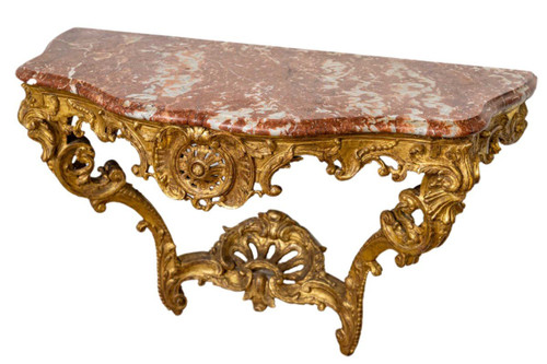 Regency period carved and gilded wood console table, early 18th century