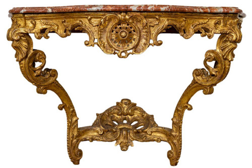 Regency period carved and gilded wood console table, early 18th century