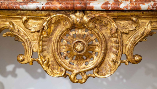 Regency period carved and gilded wood console table, early 18th century
