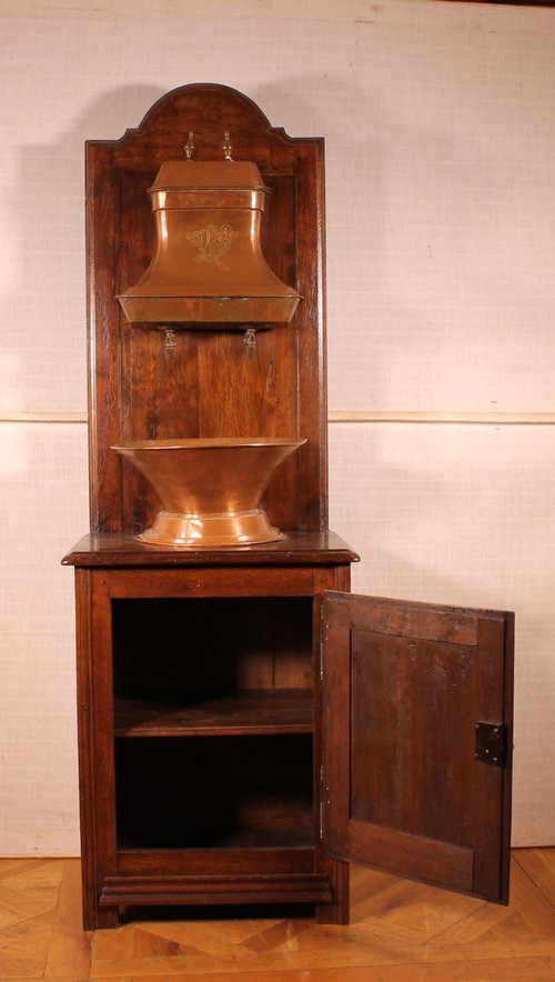 Lavabo Avec Réservoir En Cuivre- 19° Siècle-france
