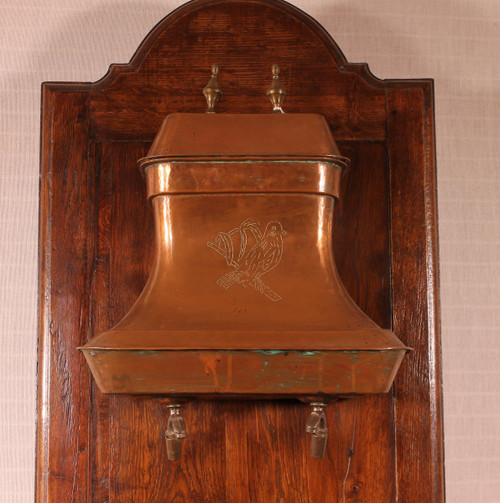 Lavabo Avec Réservoir En Cuivre- 19° Siècle-france