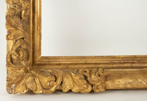 Cadre En Bois Sculpté Et Redoré d'époque Louis XIV à Coins Fleuris, Fin XVIIe siècle