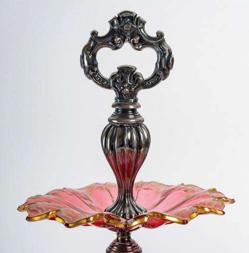A Pair Of Bohemian Crystal And Sterling Silver Cup Displays Late 19th Century