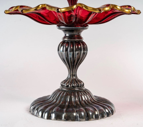 A Pair Of Bohemian Crystal And Sterling Silver Cup Displays Late 19th Century