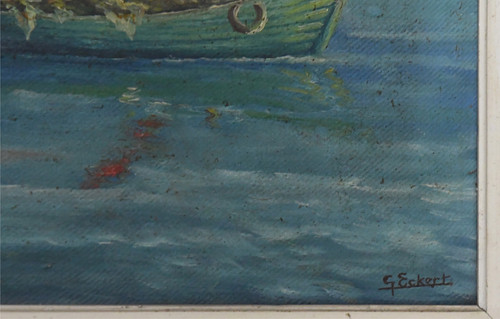 G. ECKERT Oil on canvas "The boats in port"