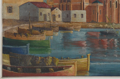G. ECKERT Oil on canvas "The boats in port"