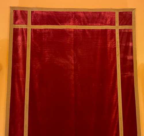 Retro Altare-Italia-XIX Secolo-Velluto Di Seta Rosso
