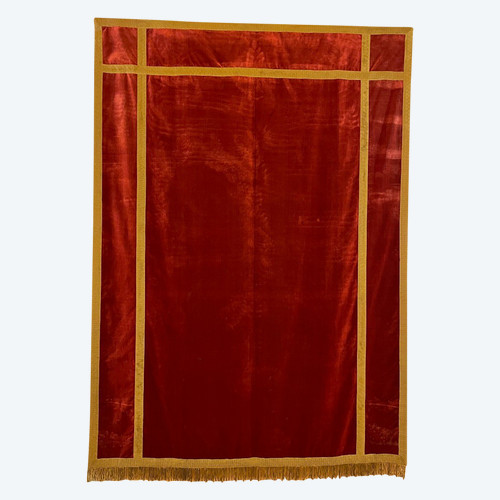 Retro Altare-Italia-XIX Secolo-Velluto Di Seta Rosso
