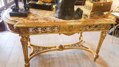 Table De Centre En Bois Doré Fin XIXème