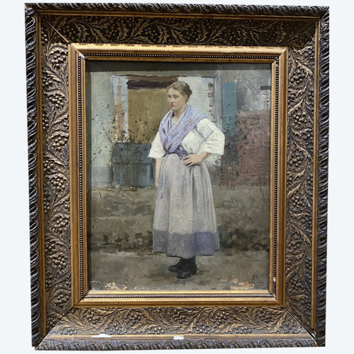 Französische Naturforscherschule – Im Hof des Bauernhofs, Monogramm Af zur Identifizierung – 1884