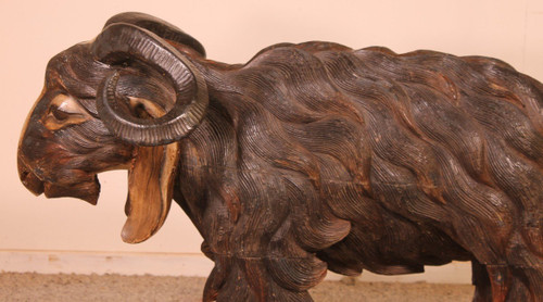 Ariete Scozzese In Legno Policromo - XIX Secolo