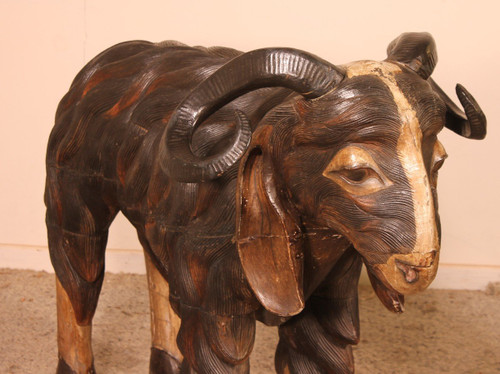 Ariete Scozzese In Legno Policromo - XIX Secolo