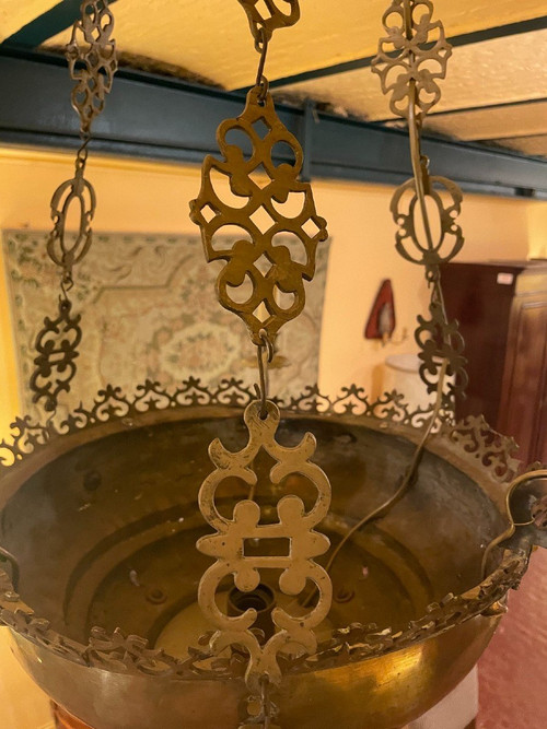 Lampe De Suspension Renaissance Espagnol-17° Siècle Avec éclairage Indirecte