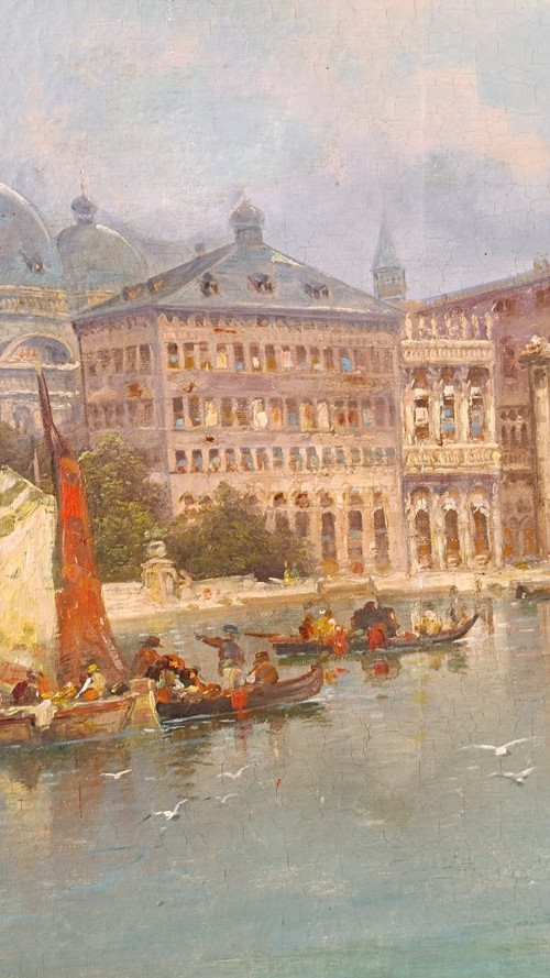 Tableau Vue De Venise Huile Sur Toile Fin XIXème Siècle