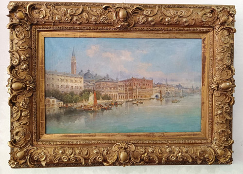 Tableau Vue De Venise Huile Sur Toile Fin XIXème Siècle
