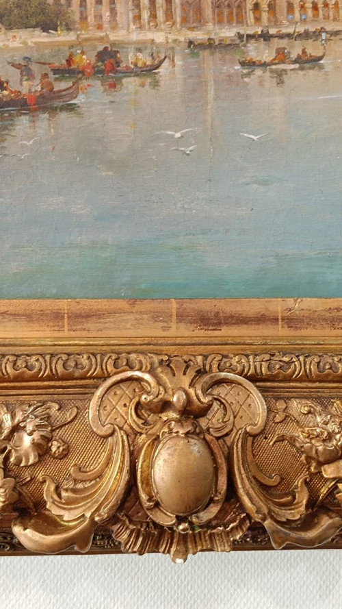 Tableau Vue De Venise Huile Sur Toile Fin XIXème Siècle