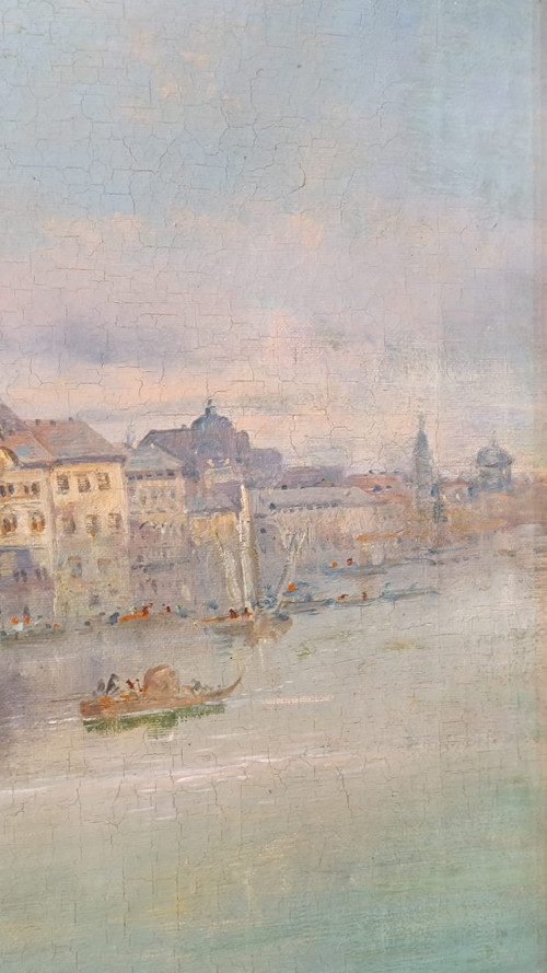 Tableau Vue De Venise Huile Sur Toile Fin XIXème Siècle