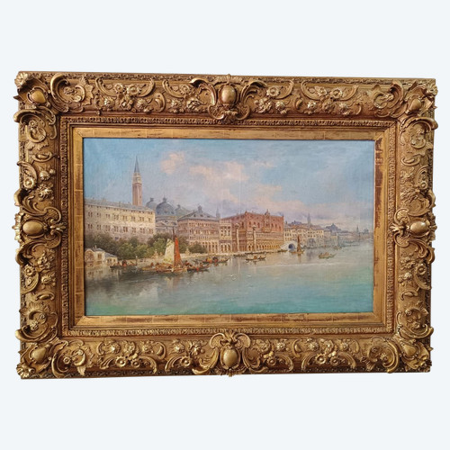 Tableau Vue De Venise Huile Sur Toile Fin XIXème Siècle