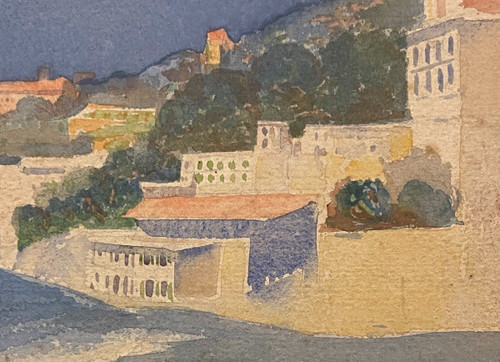Ecole Française 1901 - Synthetic View Of The Bay Of Naples - Signed